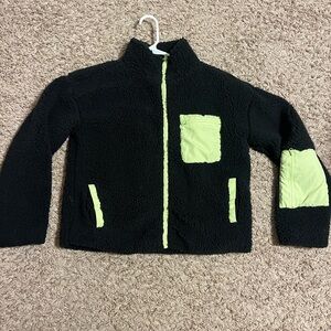 Black and Neon Green Fleece Jacket